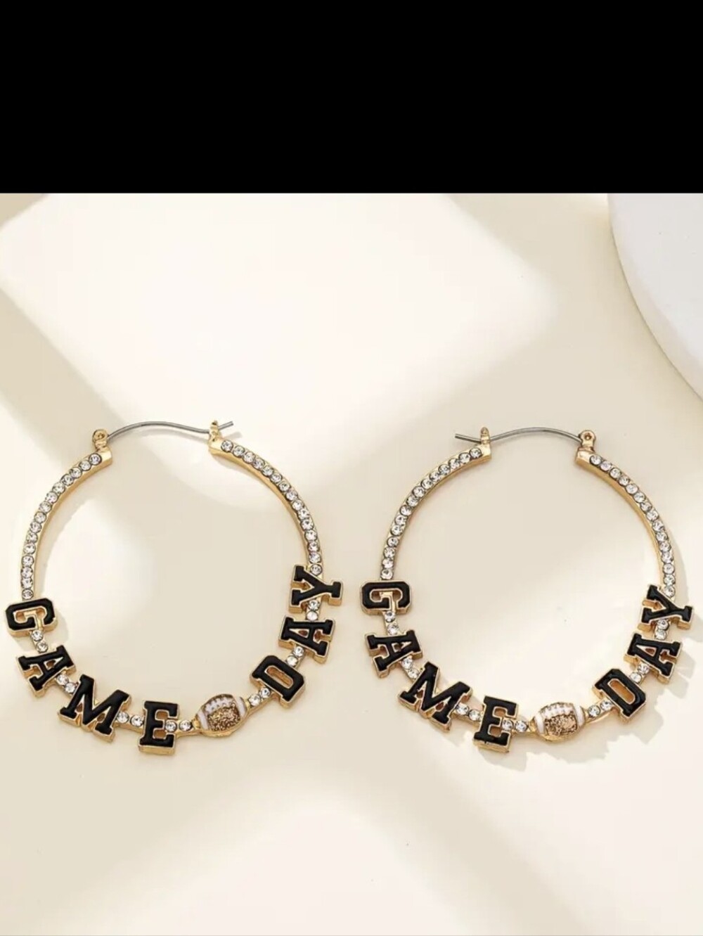 Game Day Rhinestone Football Hoop Earrings